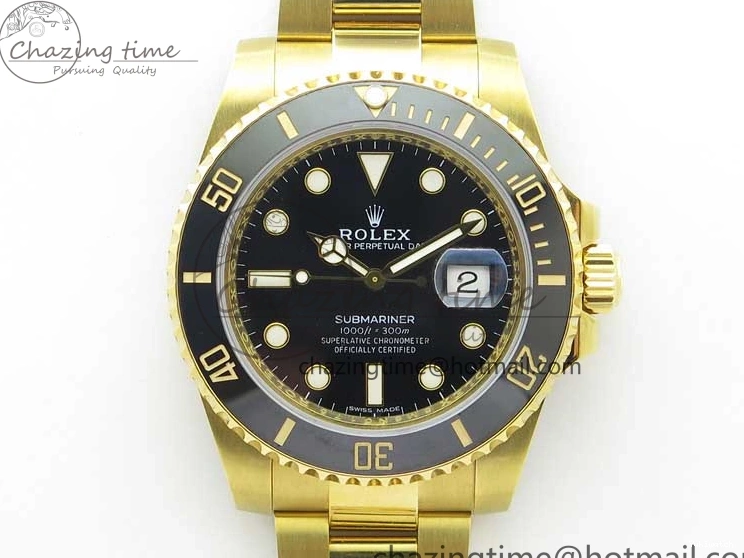 LN A2836 YG Dial Best Edition Wrapped Wrapped Bracelet Submariner Black 116618 D1F YG on 0207